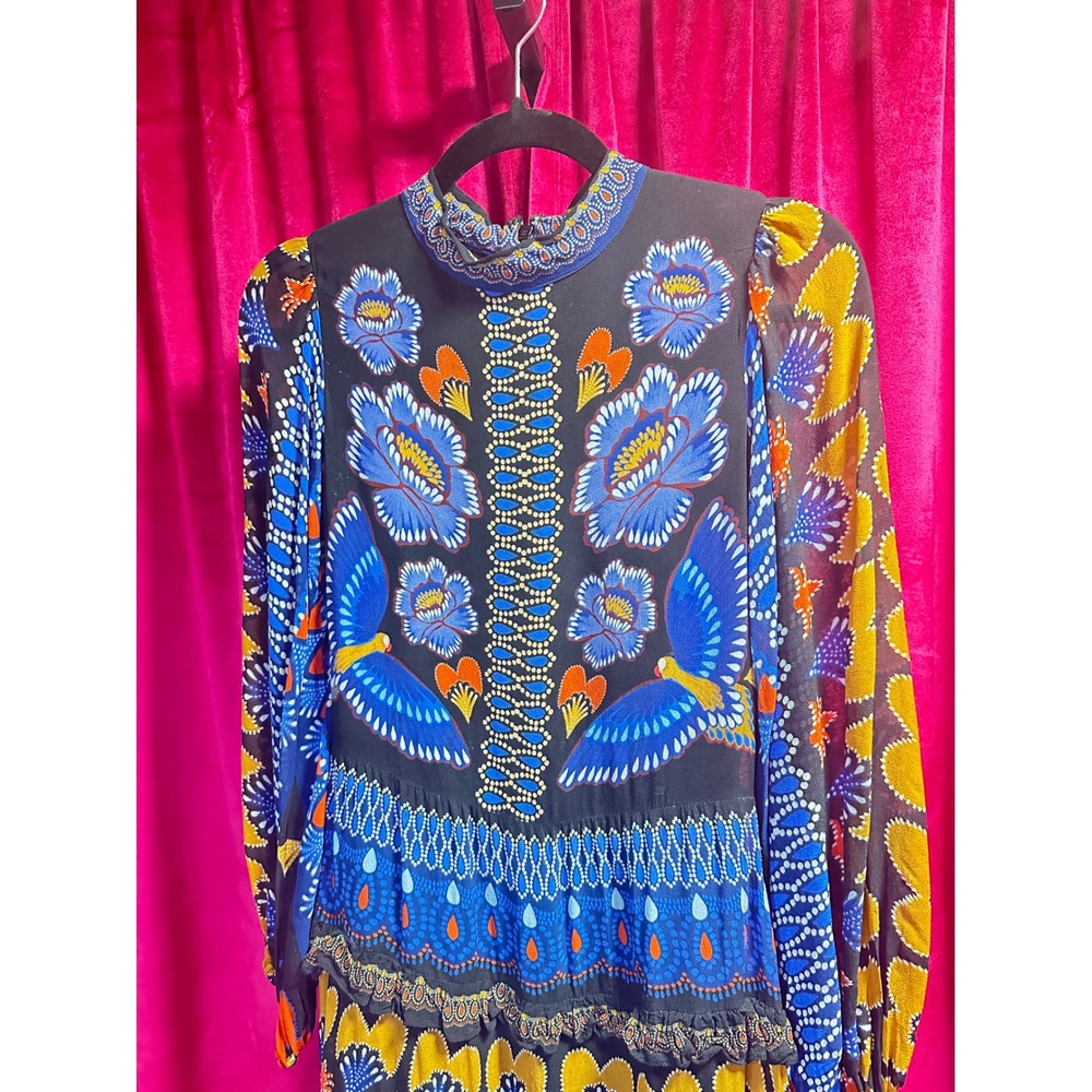 Farm Rio Ainika Maxi Dress Womens XS Multi Good Floral Tiered Ruffle Boho - Picture 3 of 7